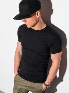 Ombre T-shirt męski bawełniany basic S1370 - czarny XL 1