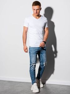 Ombre T-shirt męski bawełniany basic S1369 - biały L 1