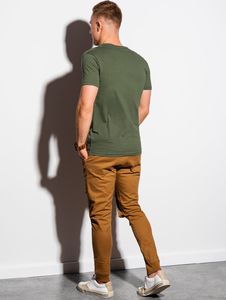 Ombre T-shirt męski bawełniany basic S1370 - khaki XL 3