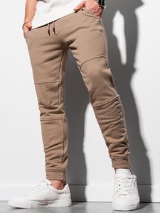 Ombre Spodnie męskie dresowe joggery P987 - jasnobrązowe XL 1