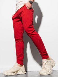 Ombre Spodnie męskie dresowe joggery P952 - czerwone S 1