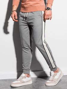 Ombre Spodnie męskie dresowe joggery P951 - szare S 1