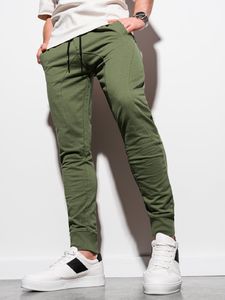 Ombre Spodnie męskie dresowe joggery P952 - khaki XXL 1