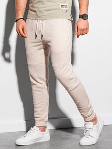 Ombre Spodnie męskie dresowe joggery P987 - białe M 1
