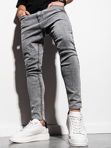 Ombre Spodnie męskie jeansowe P923 - szare S 1