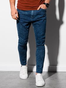 Ombre Spodnie męskie jeansowe P923 - ciemnoniebieskie S 1