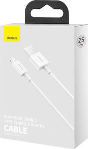 Kabel USB Baseus USB-A - Lightning 0.25 m Biały (CALYS-02) 4