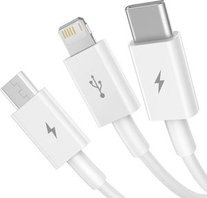 Kabel USB Baseus USB-A - USB-C + microUSB + Lightning 1.5 m Biały (CAMLTYS-02) 2