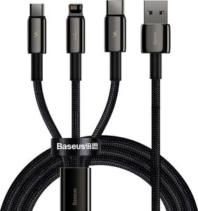 Kabel USB Baseus USB-A - USB-C + microUSB + Lightning 1.5 m Czarny (CAMLTWJ-01) 1