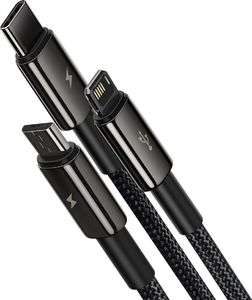 Kabel USB Baseus USB-A - USB-C + microUSB + Lightning 1.5 m Czarny (CAMLTWJ-01) 2