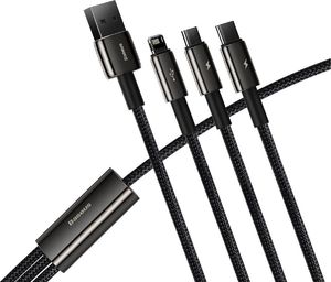 Kabel USB Baseus USB-A - USB-C + microUSB + Lightning 1.5 m Czarny (CAMLTWJ-01) 5
