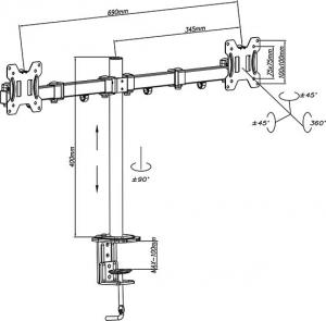 Blow Uchwyt biurkowy na 2 monitory 13" - 27" (76-871#) 5
