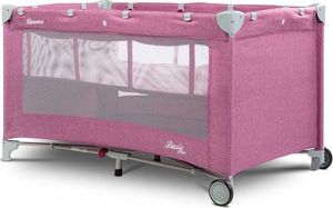 Caretero Łóżeczko turystyczne Caretero BASIC PLUS kojec + torba - różowe 2
