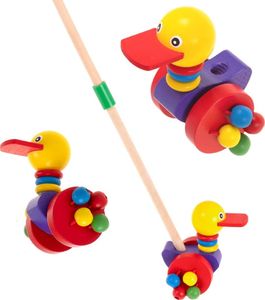 KIK Pchacz na kiju kaczka spacerowa drewniana 5