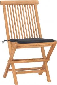 vidaXL Zestaw mebli ogrodowych z poduszkami składany tekowy 3-cz. 2