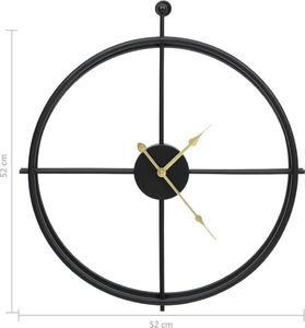 vidaXL Zegar ścienny, czarny, 52 cm, żelazo 5