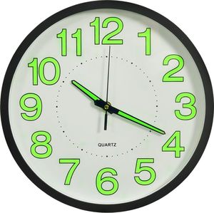 vidaXL Fluorescencyjny zegar ścienny, czarny, 30 cm 1