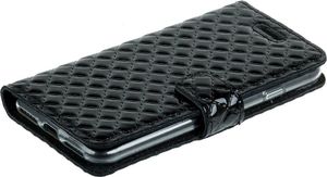 Surazo Etui na telefon Surazo ze skóry naturalnej Wallet case - Pikowane romby - Czarny Błyszczący 6