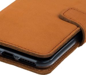 Surazo Etui na telefon Surazo ze skóry naturalnej Wallet case - Nubuk Ciemny Pomarańczowy 4