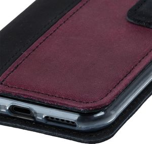 Surazo Etui na telefon Surazo ze skóry naturalnej Wallet case - Nubuk Czarny i Burgund 6