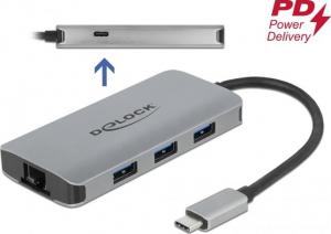 HUB USB Delock 1x RJ-45 1x USB-C PD  + 3x USB-A 3.2 Gen1 (63252) 1
