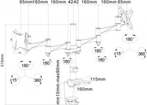 Neomounts Uchwyt biurkowy na 2 monitory 10" - 27" (FPMA-D1330DSILVER) 3