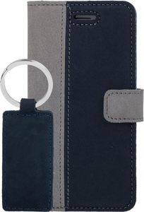 Surazo Etui na telefon Surazo ze skóry naturalnej Wallet case - Nubuk Szary i Granatowy (51401-296) - 51401-296 8