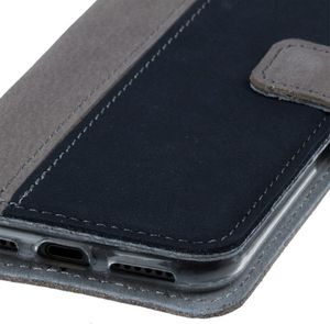 Surazo Etui na telefon Surazo ze skóry naturalnej Wallet case - Nubuk Szary i Granatowy (51401-301) - 51401-301 5