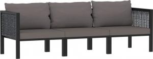 vidaXL 3-osobowa sofa ogrodowa z poduszkami, antracytowa, polirattan 1