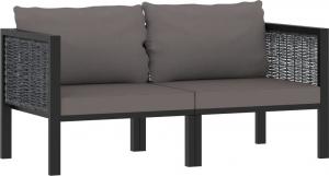 vidaXL 2-osobowa sofa ogrodowa z poduszkami, antracytowa, polirattan 1