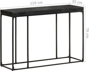 vidaXL Stolik konsola, czarny, 110x35x76 cm, drewno akacjowe i mango 6