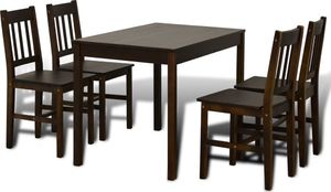 Elior Ciemnobrązowy zestaw stół i 4 krzesła Ellen 1
