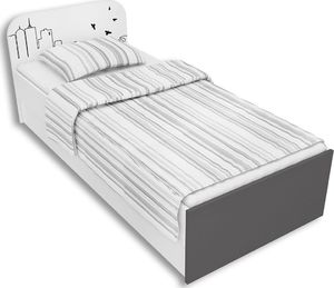Elior Biało-grafitowe łóżko młodzieżowe 90x200 Timi 9X - 5 kolorów Szary 1
