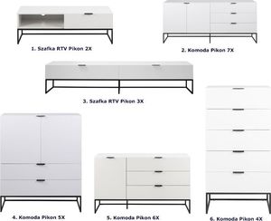 Elior Biała komoda z szufladami do salonu - Pikon 4X 8