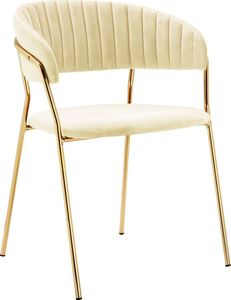 Elior Beżowe krzesło tapicerowane w stylu glamour - Piano 2X 1