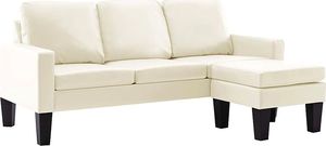 Elior 3-osobowa sofa z ekoskóry z podnóżkiem kremowa - Zuria 4Q 1
