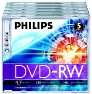 Philips DVD-RW 4.7 GB 4x 5 sztuk (DN4S4JO5F/00) 1