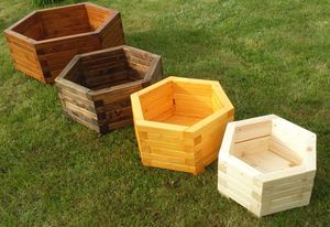 Elior Drewniana sześciokątna donica ogrodowa 15 kolorów - Erli 3X wzór, kolor: 1 2