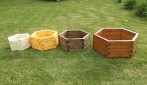 Elior Drewniana sześciokątna donica ogrodowa 15 kolorów - Erli 3X wzór, kolor: 1 3