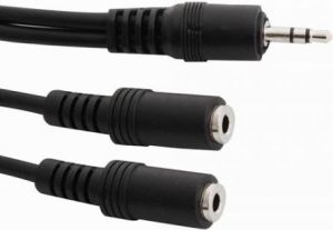 Kabel Arkas Jack 3.5mm - Jack 3.5mm x2 0.2m czarny 1