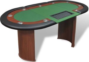 vidaXL Stół do pokera dla 10 graczy z tacą na żetony, zielony 1