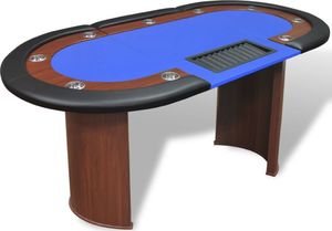 vidaXL Stół do pokera dla 10 graczy z tacą na żetony, niebieski 1