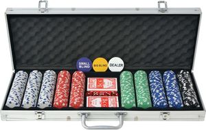 vidaXL Zestaw do gry w pokera 500 żetonów, aluminium 1
