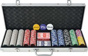 vidaXL Zestaw do gry w pokera 500 żetonów laserowych, aluminium 1