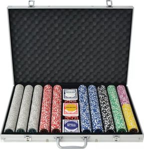 vidaXL Zestaw do gry w pokera 1000 żetonów laserowych, aluminium 1
