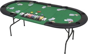vidaXL Składany, owalny stół do pokera dla 9 graczy, zielony 1