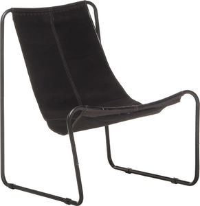 vidaXL Krzesło wypoczynkowe, czarne, skóra naturalna 1