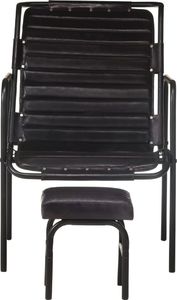 vidaXL Fotel wypoczynkowy z podnóżkiem, czarny, skóra naturalna 2