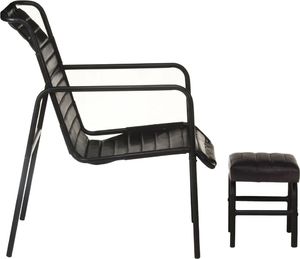 vidaXL Fotel wypoczynkowy z podnóżkiem, czarny, skóra naturalna 3