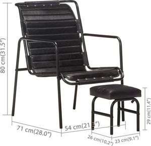 vidaXL Fotel wypoczynkowy z podnóżkiem, czarny, skóra naturalna 6